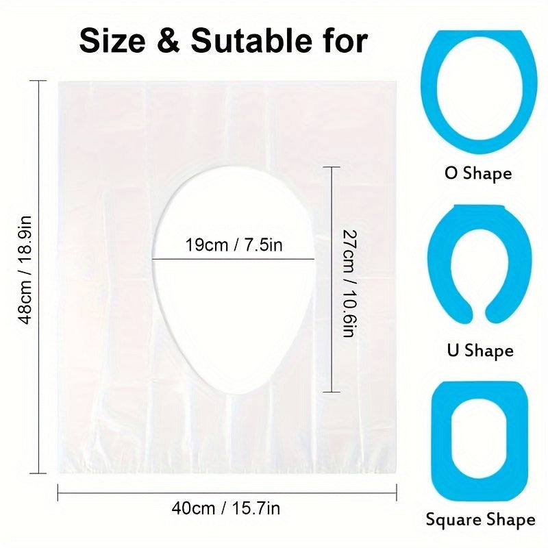 50 piezas/bolsa cubierta para inodoro portátil, protector de baño impermeable, protección contra gérmenes en baños públicos, accesorios de viaje para avión, viajes por carretera y camping