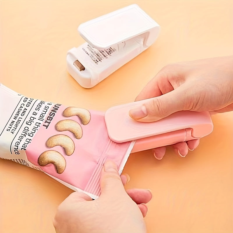 Sellador de Bocadillos Mini de 1 Pieza - Conservador de Alimentos Manual y Portátil con Pilas (Pilas AA No Incluidas), Diseño Ahorrador de Espacio para Preservar la Frescura - Herramienta de Cocina Estética para Hoteles, Restaurantes, Camiones de Comida