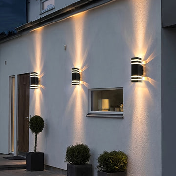 1/2 piezas de lámpara de pared para exterior con base E27 reemplazable, ideal para porche, puerta principal, jardín, balcón o escaleras (no incluye focos)