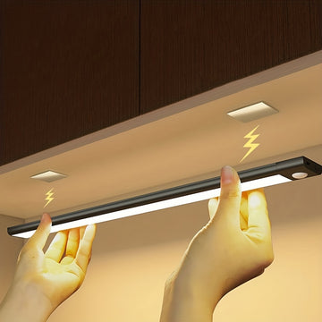 1pc Luz Nocturna LED Ultrafina con Sensor de Movimiento, Recargable por USB para Armario, Brillo Ajustable, Diseño Metálico Moderno, Iluminación de Pared para Cocinas y Dormitorios, Luces LED para Dormitorio