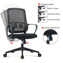 Silla ergonómica para oficina en casa con soporte lumbar, asiento y reclinación ajustables, estructura de nailon, reclinación manual, función de balanceo - Silla de trabajo giratoria con respaldo sólido y funcionamiento no eléctrico.