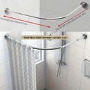 Barra para cortina de baño ajustable de acero inoxidable, fácil de instalar, diseño en L sin necesidad de taladrar, ideal para baños, tinas y tiendas de ropa, duradera y elegante