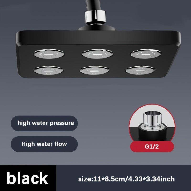 Cabezal De Ducha De Alta Presión Para Baño, Cuadrado Plateado/De Color Negro, Rociador De Ducha Fijo Diario Para Baño, Accesorios De Baño, Cabezal De Ducha