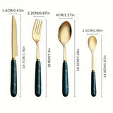 Juego de Cubiertos de Acero Inoxidable de 24 Piezas con Mangos de Cerámica, Cubiertos Elegantes para Comidas y Postres, Incluye Cuchillos, Tenedores, Cucharas, Cucharitas - Ideal para Uso en Casa, Restaurante, Hotel, Utensilios de Cocina