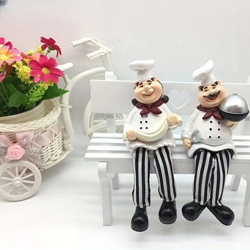 1 par de muñecos de pierna de pantalón decorativos de resina para chef, pareja de chefs americanos para cocina, cafetería, pastelería, restaurante occidental, colección de esculturas de chef para decoración del salón
