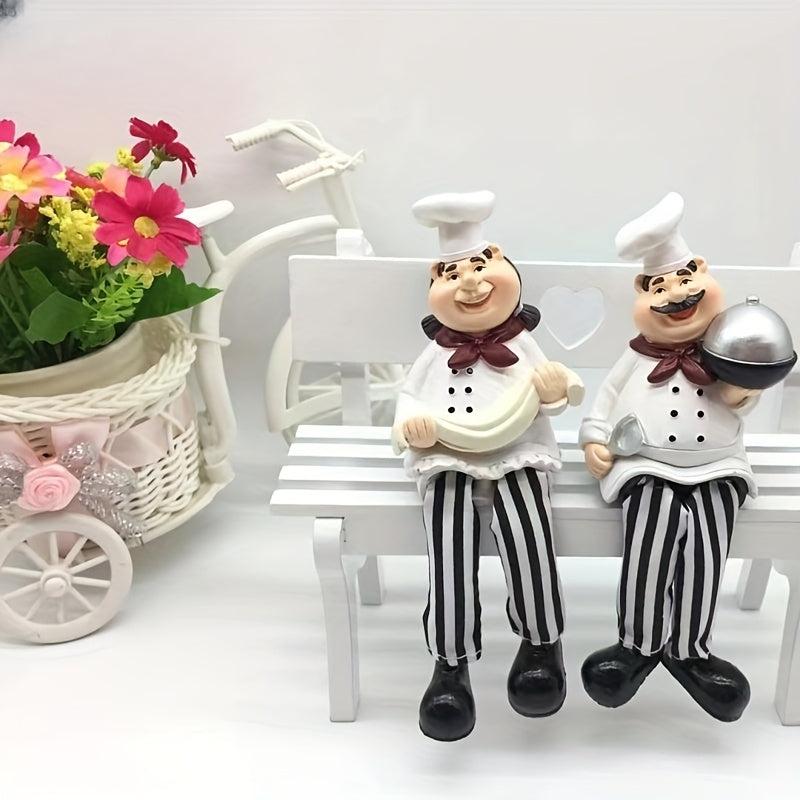 1 par de muñecos de pierna de pantalón decorativos de resina para chef, pareja de chefs americanos para cocina, cafetería, pastelería, restaurante occidental, colección de esculturas de chef para decoración del salón