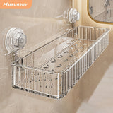 Estante de baño con ventosa Musurjoy, estante de almacenamiento montado en la pared sin taladrar, acabado de espejo, 1 pieza, para organizador de cosméticos de tocador de inodoro, decoración navideña, suministros de baño de cocina para el hogar