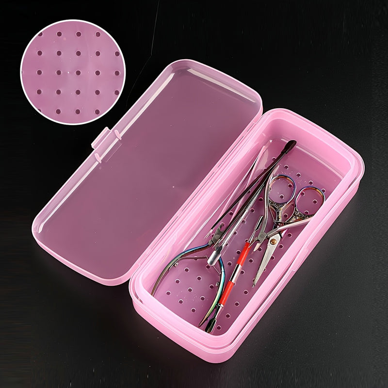 Caja de almacenamiento de desinfección grande para reparar herramientas de uñas, una caja de limpieza de plástico móvil con filtro, para herramientas de limpieza, para cajas de almacenamiento de plástico de uñas, sin herramientas incluidas, solo caja