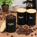 Juego de tres piezas de tarro redondo metálico con tapa, caja multiusos para té, café y azúcar, organizador reutilizable no eléctrico, ideal para cocina, sala o oficina