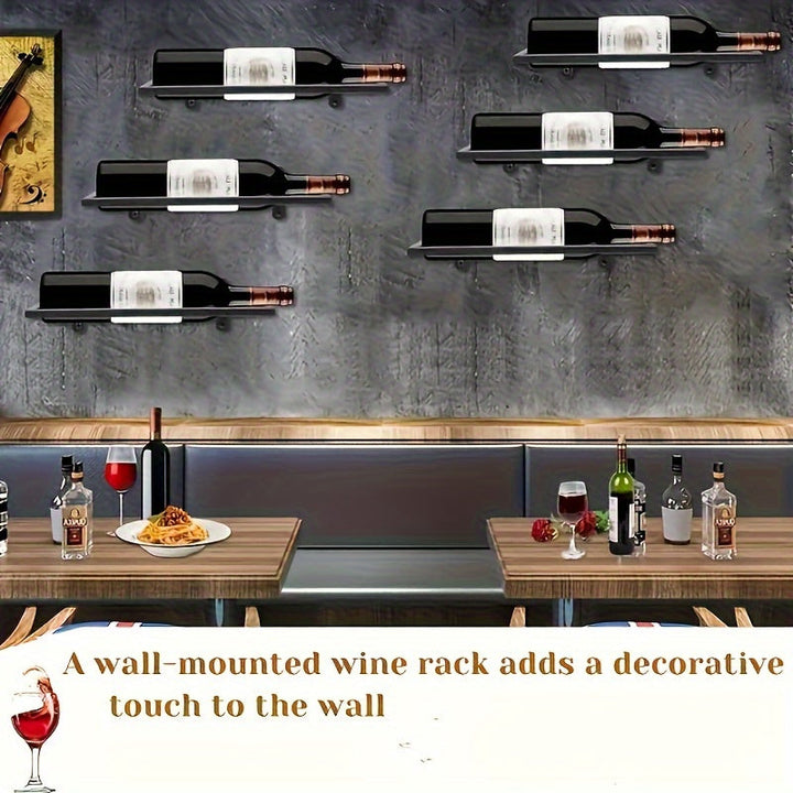 Estante de vino de hierro para uso doméstico Tienda Bar Un juego Material de metal negro Tornillos de fijación a la pared