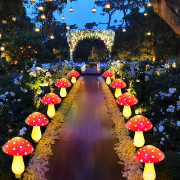 8 o 12 piezas de luces solares para jardín en forma de hongo - Luces LED solares para caminos con encendido/apagado automático, decoración de jardín en plástico resistente para patio, jardín o pasillos - Diseño divertido de hongos resistente a la intempe