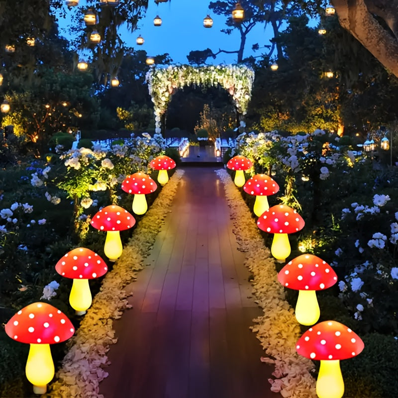 8 o 12 piezas de luces solares para jardín en forma de hongo - Luces LED solares para caminos con encendido/apagado automático, decoración de jardín en plástico resistente para patio, jardín o pasillos - Diseño divertido de hongos resistente a la intempe