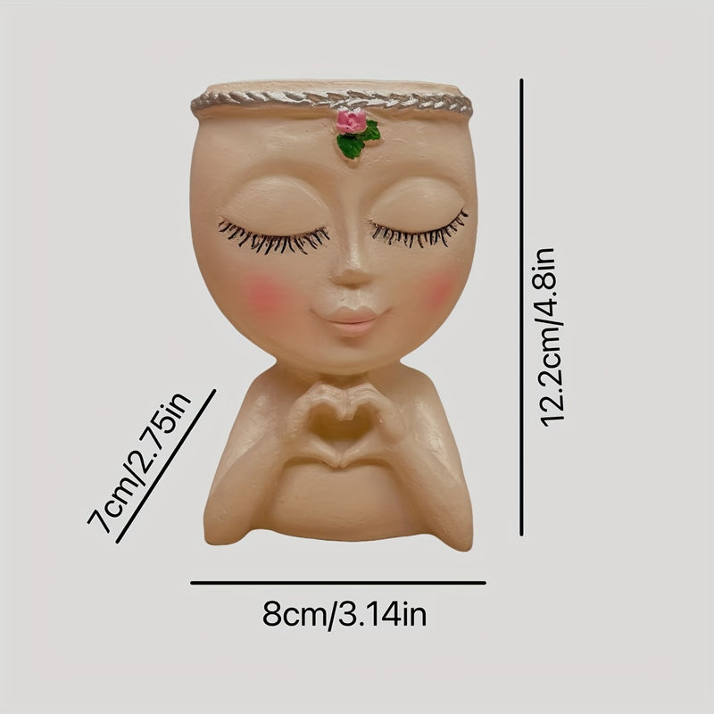 Macetero y Porta Bolígrafos de Resina Versátil - Estatua Artística de Medio Cuerpo para Decoración de Hogar, Oficina y Jardín