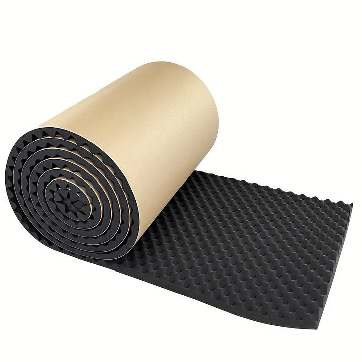 Almohadilla de espuma acústica de alta densidad con adhesivo para reducción de ruido, 50,04 cm x 2,01 cm x 101,6 cm Panel de caja de huevos negro para insonorización de estudio, aislamiento de coche, alfombra de espuma resistente al calor