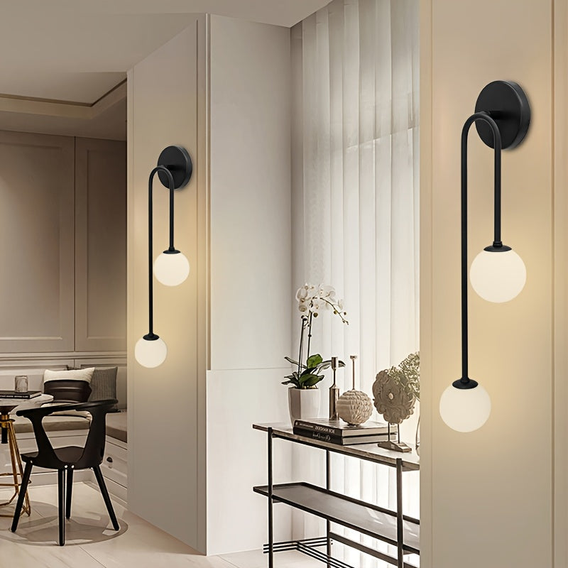 2 luces de pared de doble cabeza en forma de U con sombreros de plástico, cuerpo de hierro - Opciones negras y doradas, montaje semienterrado para dormitorio, sala de estar, cocina, estudio - Base de bombilla G9, cableado no incluido, iluminación de dorm