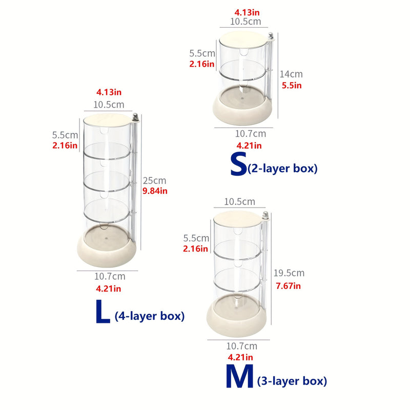 1pc Organizador de Maquillaje Transparente Giratorio - Multicapa, Soporte para Esponjas y Puff de Cosméticos a Prueba de Polvo con Tapa, Ideal para Exhibición de Tocador, Escritorio de Maquillaje