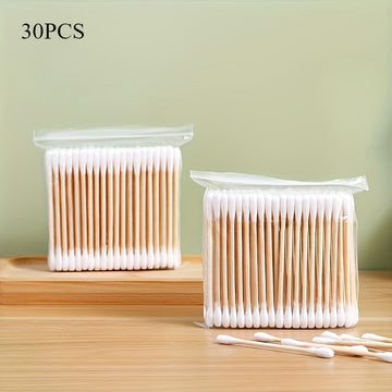 1 unidad Soporte de hisopo autosoportante con tapa de madera - 7oz Organizador de plástico ligero para baño y farmacia, no necesita electricidad, diseño transparente con tapa de madera blanca, Organizadores y almacenamiento de baño