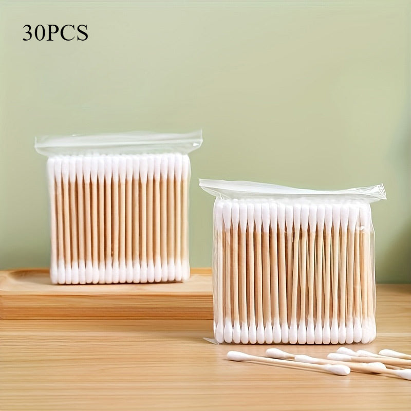 1 unidad Soporte de hisopo autosoportante con tapa de madera - 7oz Organizador de plástico ligero para baño y farmacia, no necesita electricidad, diseño transparente con tapa de madera blanca, Organizadores y almacenamiento de baño