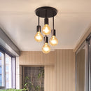 Lámpara de Araña Moderna de 4 Luces con Base E27 - Hierro Fundido, Montaje Semi-Encajonado para Dormitorio, Cocina, Comedor, Pasillo, Balcón - Acabado Pintado Elegante (Bombilla No Incluida)