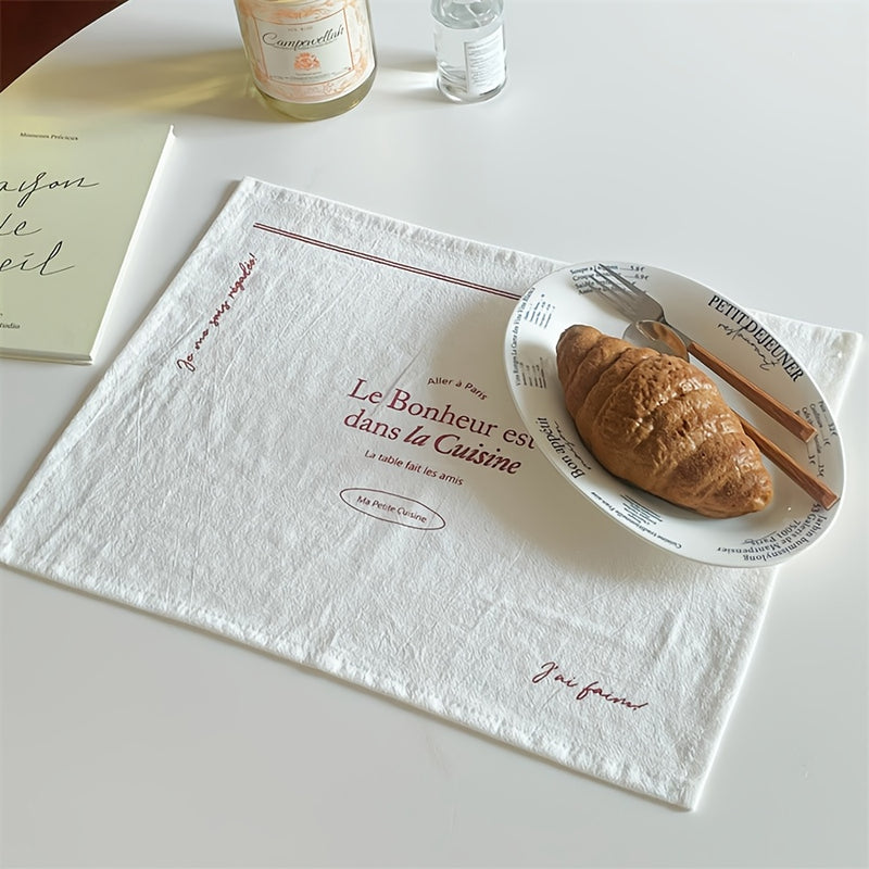 1pc Mantel Francés - Decoración Elegante para Mesa con Diseño Blanco y Marrón, Manteles de Lino para Desayuno en Cama, Regalos de Aniversario o San Valentín - Esenciales de Cocina y Restaurante, Vajilla Elegante, Temática Francesa, Superficie Texturizada