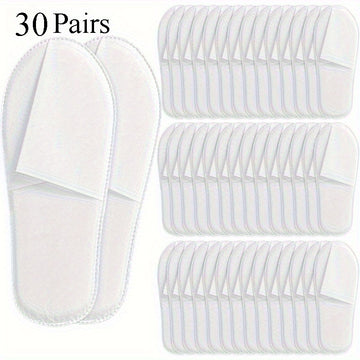 30 Pares de Zapatillas Desechables para Hoteles - Zapatillas Higiénicas y Transpirables para Spa, Grises y Blancas, Cómodas para Viajes y Uso en Espacios de Limpieza, Suministros de Poliéster Duraderos de Un Solo Uso