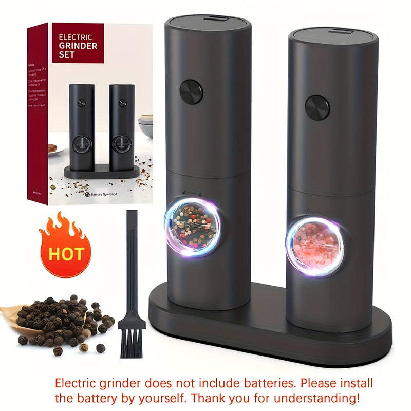 Moledor de Especias Eléctrico MERTTURM - Opción de Soporte Individual/Doble (Soporte Incluido en Duo), Molino Automático con Un Toque, Funciona con Batería (No Necesita Pilas), Diseño Compacto para Cocina, Ajo, Hierbas y Café - Fácil Limpieza, Práctico p