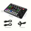 Tarjeta de sonido en vivo con interfaz de audio USB, efectos de mezclador DJ y cambiador de voz - Batería de litio recargable, equipo de estudio portátil para streaming, podcasting y gaming (Negro), Equipo para podcasting | Mezclador de audio moderno | T