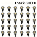 30pcs Luces Solares para Senderos Exteriores - Brillo Amarillo Cálido, Luces de Estaca de Plástico Adecuadas para Céspedes, Jardines y Decoraciones de Villas, Iluminación Ambiental Navideña, Lámparas Solares para Exteriores