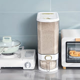 Dispensador Automático de Arroz, Contenedor de Almacenamiento de Alimentos Rectangular de Plástico con Cierre de Tapa Abatible, Reutilizable, a Prueba de Insectos y Humedad, Organizador de Cocina Multiusos para Granos y Artículos Diversos