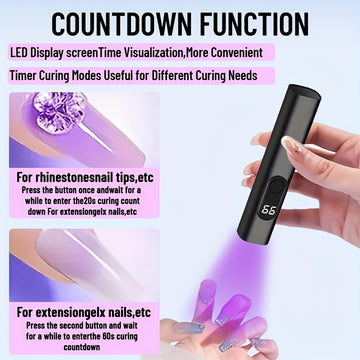 1pc MACROCOSM Linterna Recargable de 395nm - Luz para Curar Uñas, Detección de Manchas de Orina y Polvo Fluorescente, Pantalla Digital, Carga USB, Diseño Compacto para Hoteles e Inspecciones, Batería Duradera