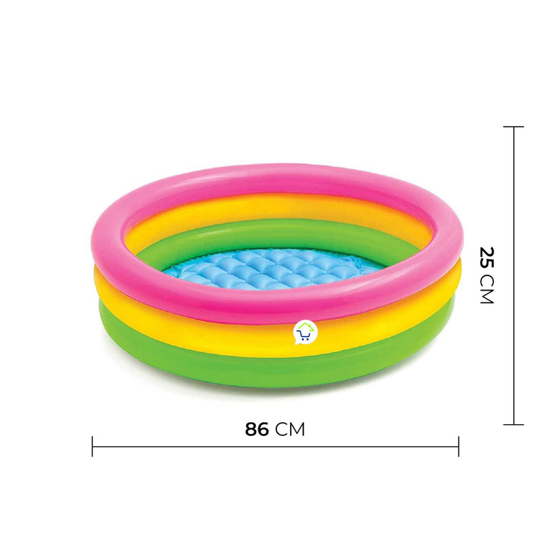 Piscina Inflable Redonda 3 Aros + Base Acolchada Infantil NP