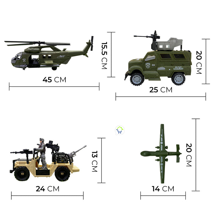 Set Militar Vehículos Avion Accesorios Juguete Niños HWM423-2