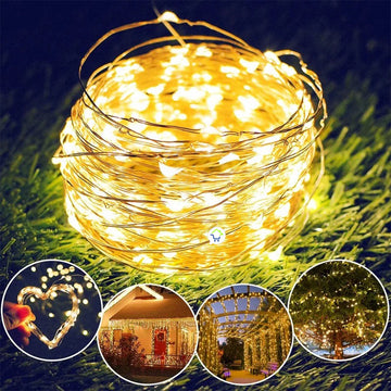 Luz Micro Led Alambre Con Panel Solar 100 LEDS Impermeables C2018