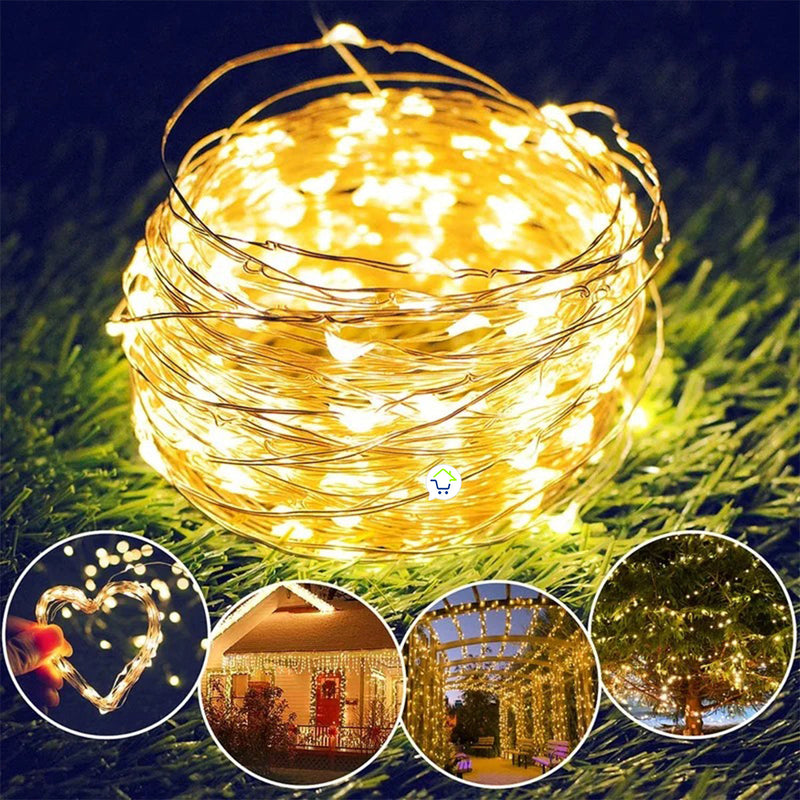 Luz Micro Led Alambre Con Panel Solar 100 LEDS Impermeables C2018