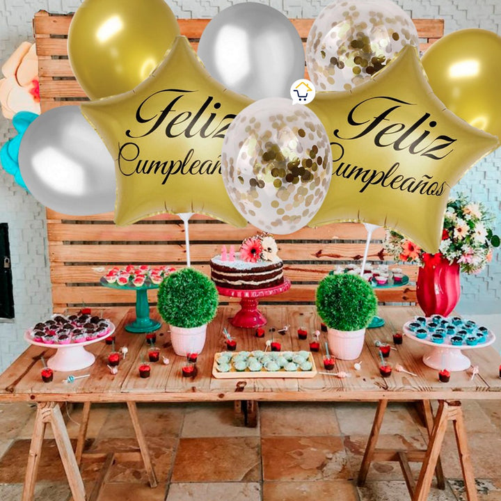 Globos Metalizado Estrellas Feliz Cumpleaños Fiesta OE265