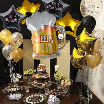 Globos Metalizado Cerveza Feliz Cumpleaños Fiesta Temática OE248