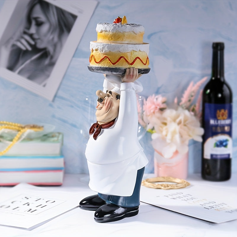 Gran Figura de Cocinero con Pizarra de Resina de 40.49cm - Decoración para el Hogar y la Cocina para Restaurante, Bar, Exhibición en Interiores y Exteriores - Accesorios de Habitación Versátiles para Fiestas, No Necesita Electricidad
