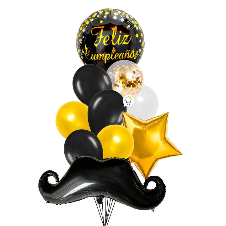 Globos Metalizados Bigote Feliz Cumpleaños Fiesta OE247
