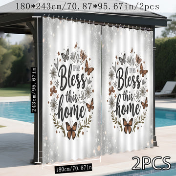 1pc/2pcs Cortina Exterior con Diseño Floral 2D de Fondo Luminoso, Ideal para Patio, Pérgola y Jardín – Decoración Todo el Año con Ganchos, Perfecta para Otoño, Invierno, Halloween, Navidad y Bodas