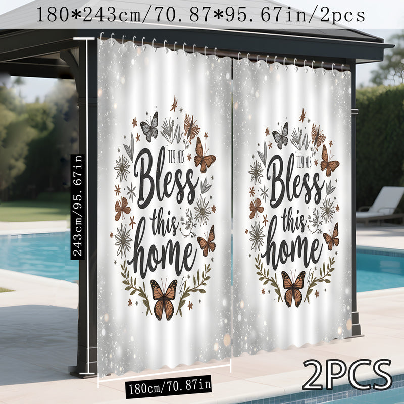 1pc/2pcs Cortina Exterior con Diseño Floral 2D de Fondo Luminoso, Ideal para Patio, Pérgola y Jardín – Decoración Todo el Año con Ganchos, Perfecta para Otoño, Invierno, Halloween, Navidad y Bodas