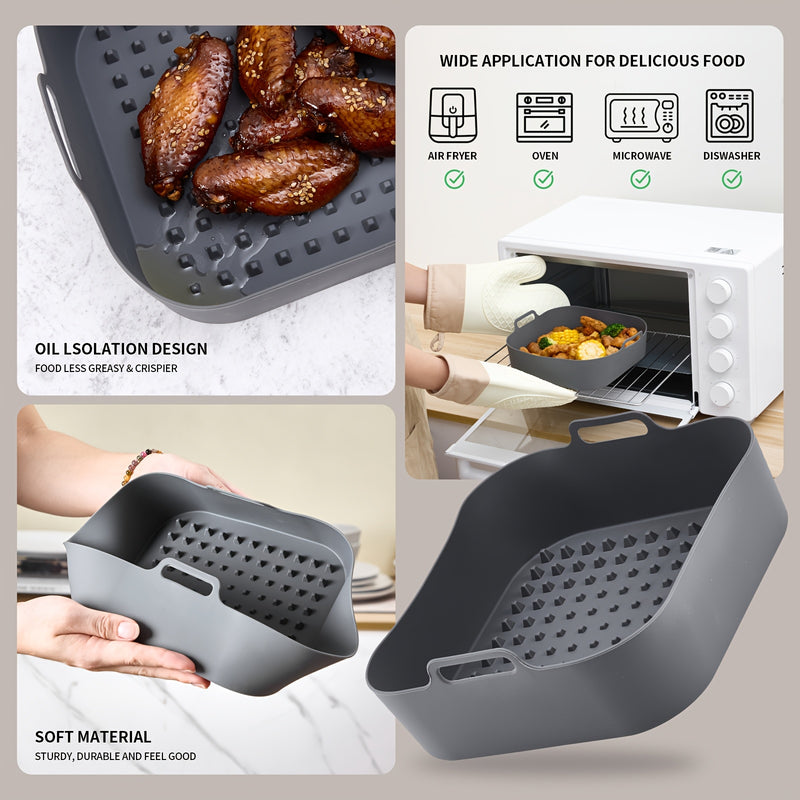 Alfombrilla de Silicona Reutilizable para Freidora de Aire Cuadrada - Forro para Cocinar Saludable, Perfecto para Aperitivos y Postres, Accesorio de Cocina Fácil de Limpiar