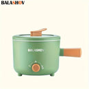 BALASHOV 1.6L Olla Eléctrica Antiadherente con Rejilla de Vapor, Cocinero de Ramen Portátil y Rápido, Ajuste de Potencia, Sartén Antiadherente para Saltear, con Conector US, Alimentación de 110V-130V, para Cocinar Pasta, Fideos, Bistec, Habitación de Res