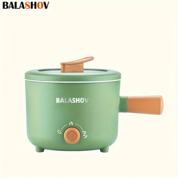 BALASHOV 1.6L Olla Eléctrica Antiadherente con Rejilla de Vapor, Cocinero de Ramen Portátil y Rápido, Ajuste de Potencia, Sartén Antiadherente para Saltear, con Conector US, Alimentación de 110V-130V, para Cocinar Pasta, Fideos, Bistec, Habitación de Res
