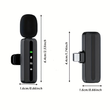 Micrófono inalámbrico de clip 2 en 1 con reducción inteligente de ruido, batería de 60H y carga USB-C de 3.5H, listo para usar en podcasts, transmisiones en vivo, reuniones, vlogging, equipo para videoblogs | Micrófono de clip compacto | Micrófono inalám