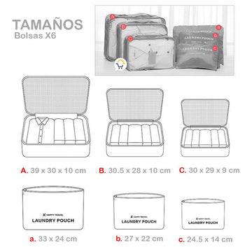 Organizador De Maleta Viajero Bolsos x6 Equipaje GM1911-211