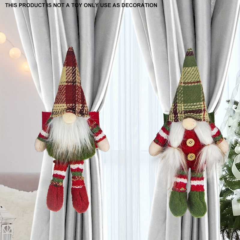 Decoración navideña de gnomo de tela vintage, paquete de 1, Tomte escandinavo a cuadros, muñeco de Papá Noel sin rostro hecho a mano, adorno festivo para las fiestas y el año nuevo para la decoración del hogar, sin electricidad, sin plumas.