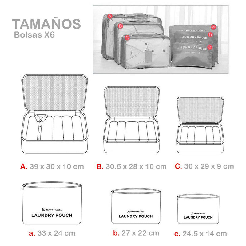 Organizador De Maleta Viajero Bolsos x6 Equipaje GM1911-211