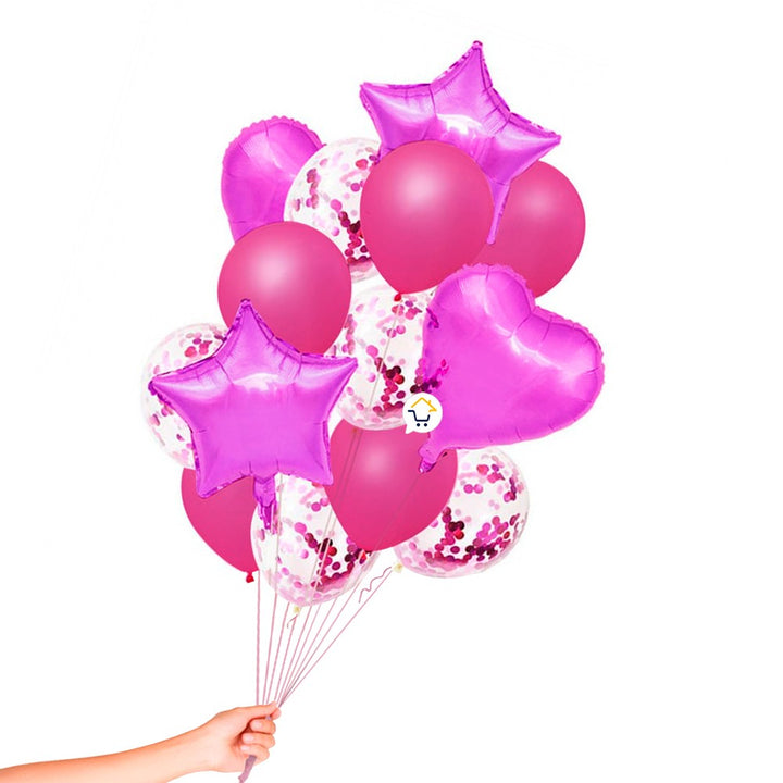 Kit Decoración Globos Estrella y Corazón Feliz Cumpleaños OE235