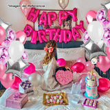 Kit Decoración Globos Estrella y Corazón Feliz Cumpleaños OE235