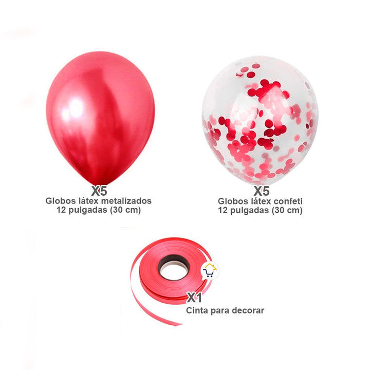 Kit Decoración Globos Confeti y Metalizados Fiesta 002